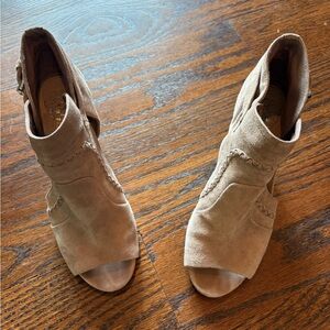 Vince Camuto Beige Peep-Toe Heeled Boots